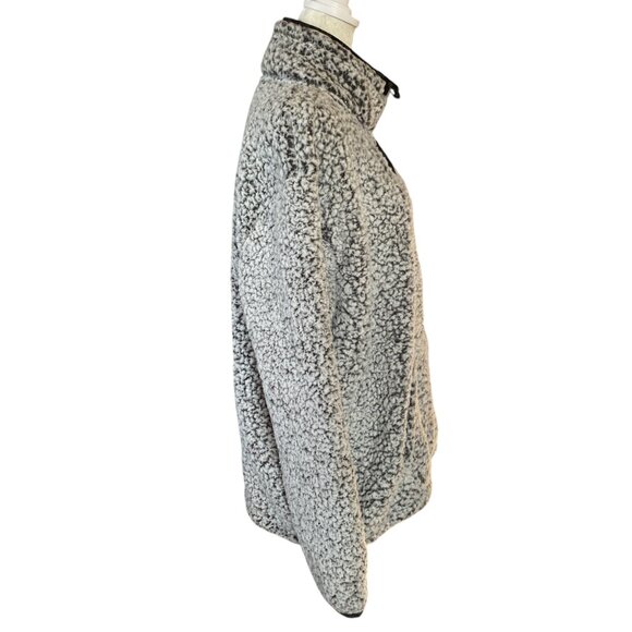 Victoria's Secret PINK women's black and white sherpa quarter zip pullover - Picture 3 of 9